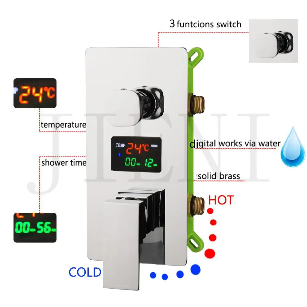 DecorBites™ Digital Shower Mixer Valve Control Panel with Single Handle - Wall Mount