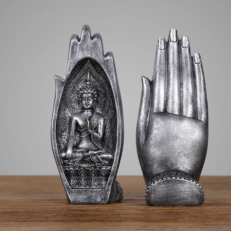 DecorBites™ Buddha Hands Sculptures Monk Figurine Tathagata Yoga Home Decoration Ornament