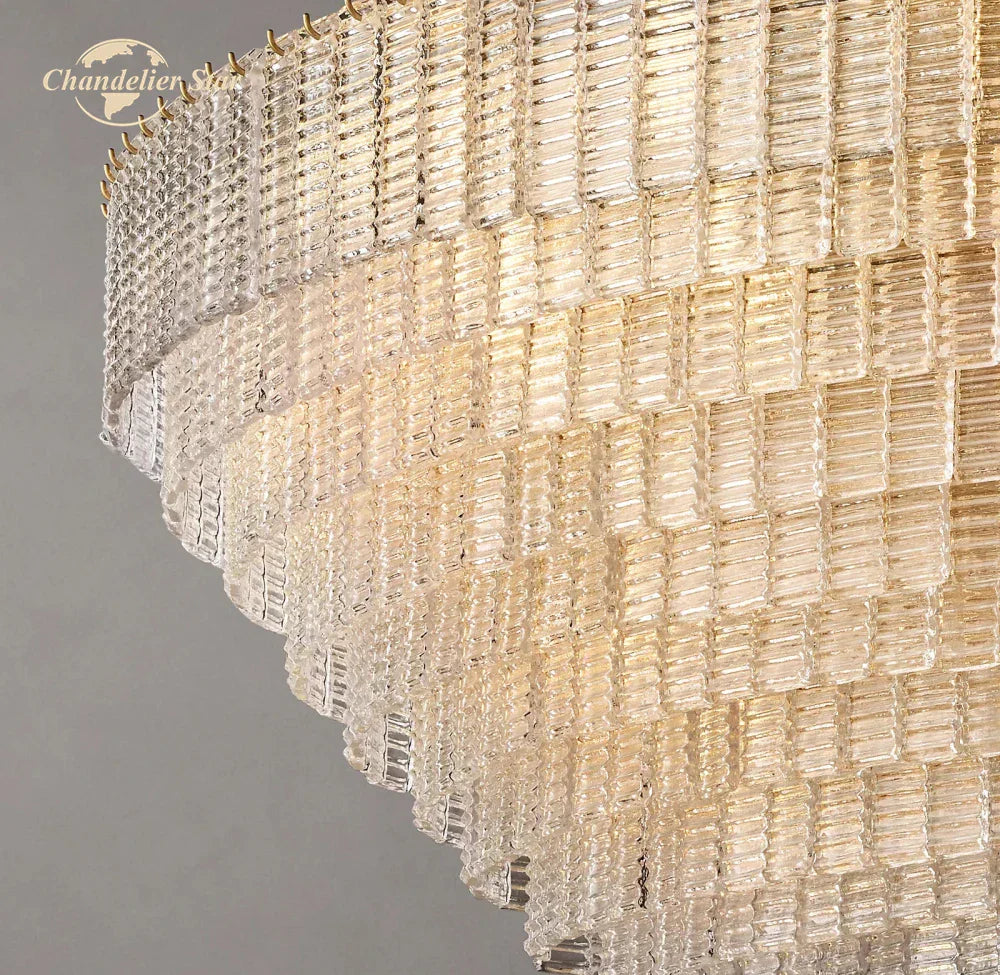 DecorBites™ Clear Smoke Glass Oval LED Chandelier - Modern Retro Black Metal-B