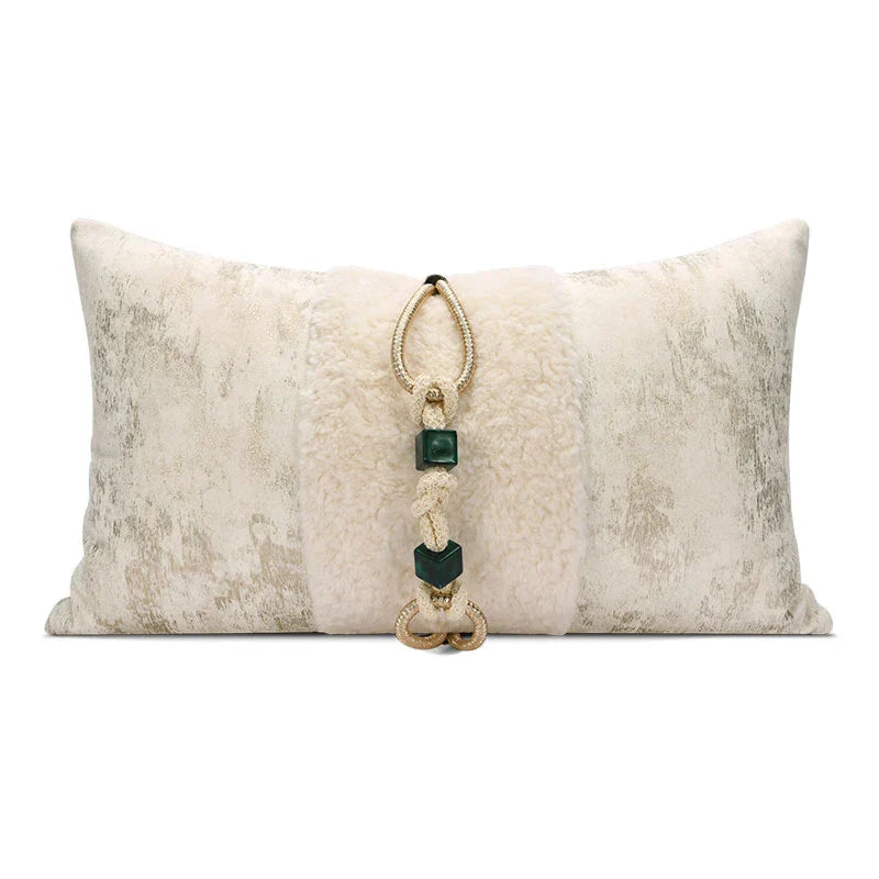 DecorBites™ Embossed Floral Cushion Cover European Style Champagne Throw Pillow Case