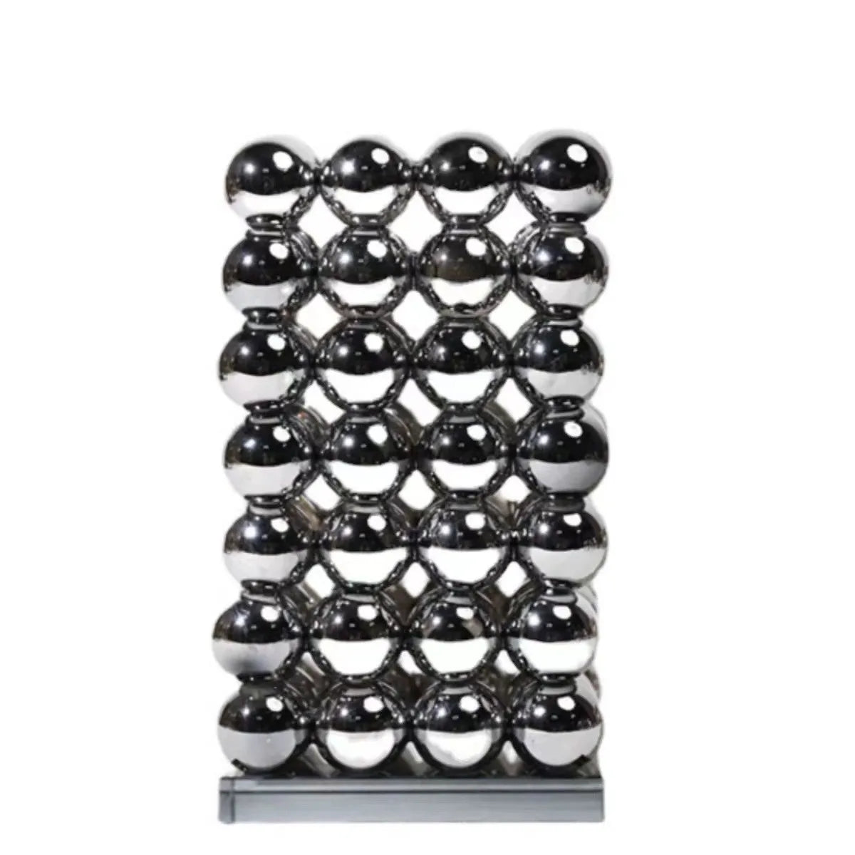 ديكوربايتس™ مزهرية زجاجية على شكل كرة بلورية هندسية فضية، إكسسوارات ديكور منزلي