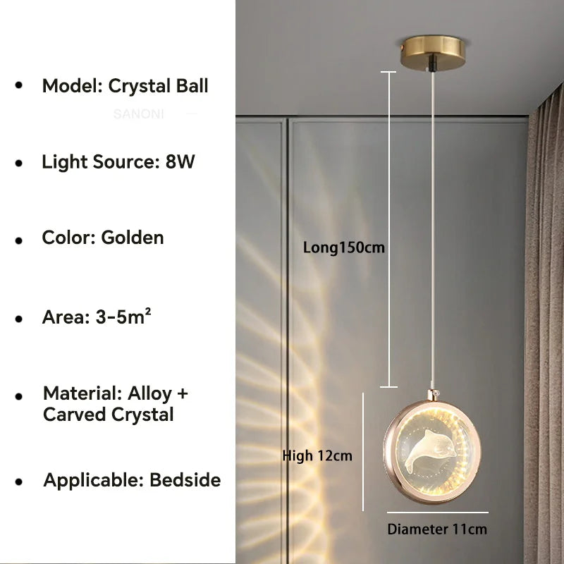 Lámpara de araña de bola de cristal DecorBites™ - Lámpara colgante de lujo para dormitorio y sala de estar