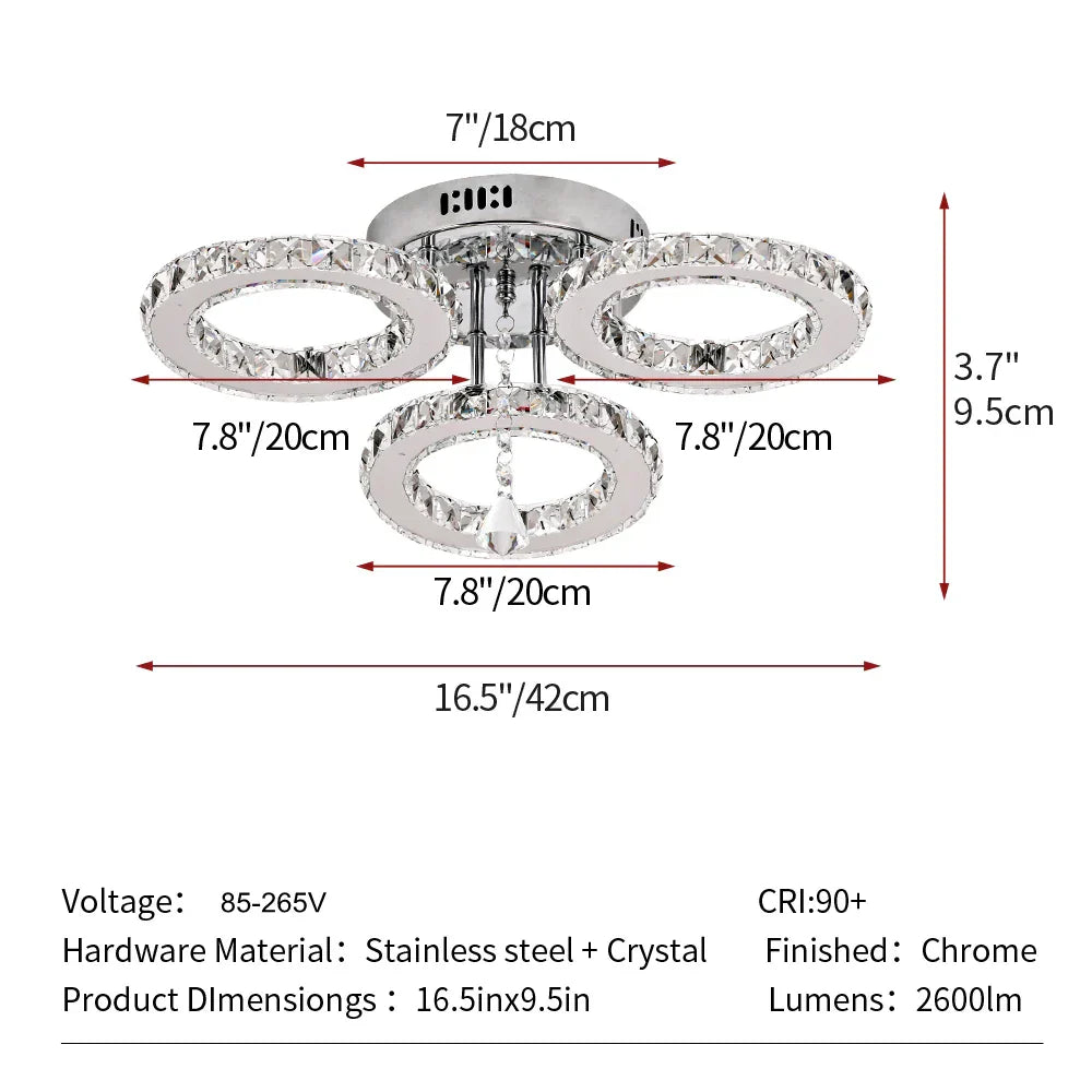 DecorBites™ Crystal Raindrop Chandelier LED Ceiling Light for Dining Living Bedroom