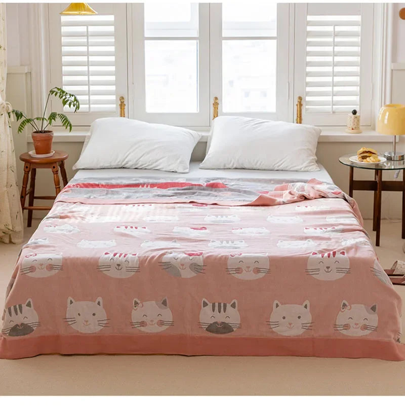 DecorBites™ Double Cotton Blanket: Soft & Breathable Bed Cover