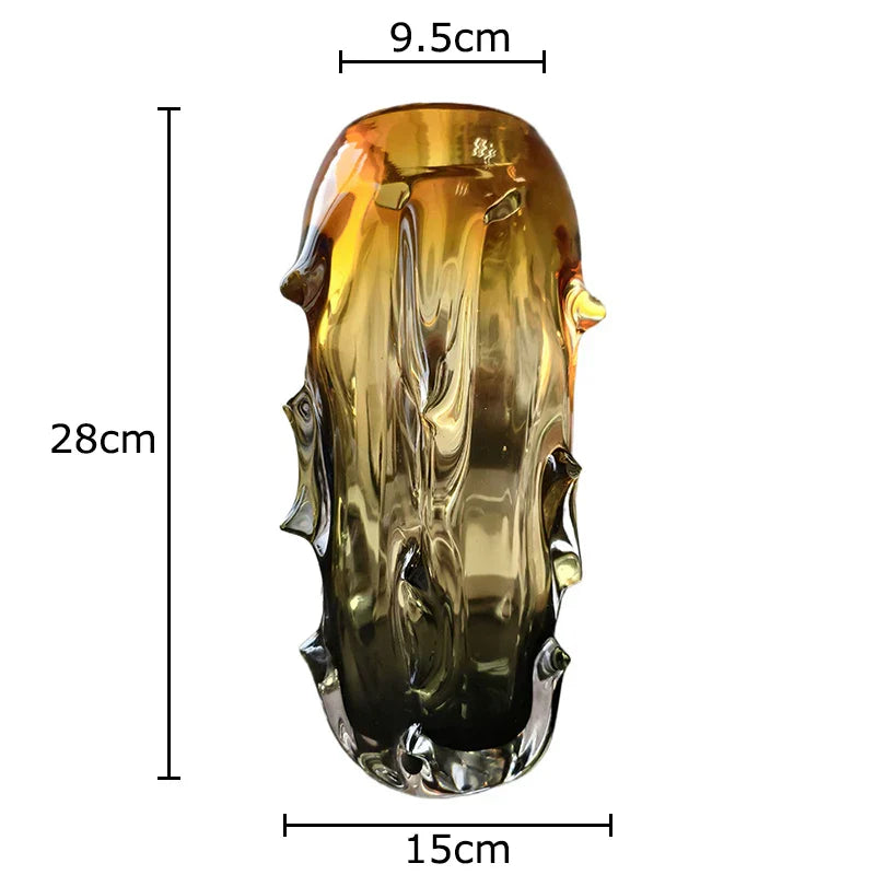 DecorBites™ Amber Glass Vase for Modern Home Decor & Flower Arrangement