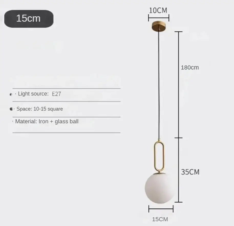 DecorBites™ Golden Glass Ball Pendant Lights Fixture for Kitchen Bedroom Decor