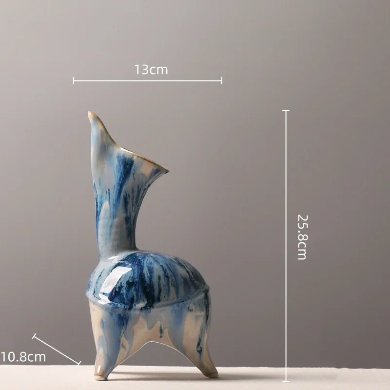 Jarrón de cerámica con patrón de tinta irregular DecorBites™ - Decoración para el hogar en porcelana china