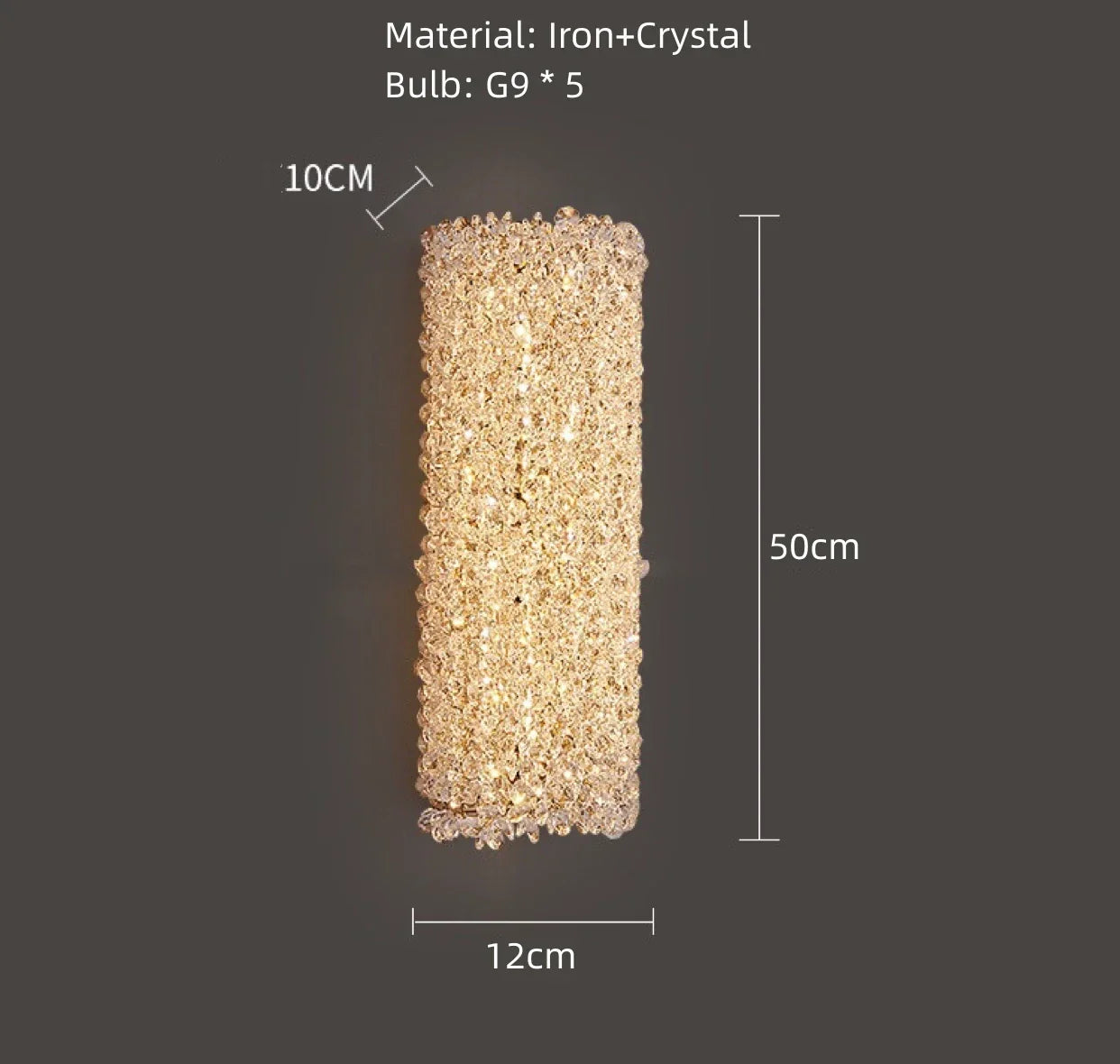 DecorBites™ Crystal Wall Lamp: Gold Metal, G9 Bulb, Adjustable Wire Drop, Elegant Lighting