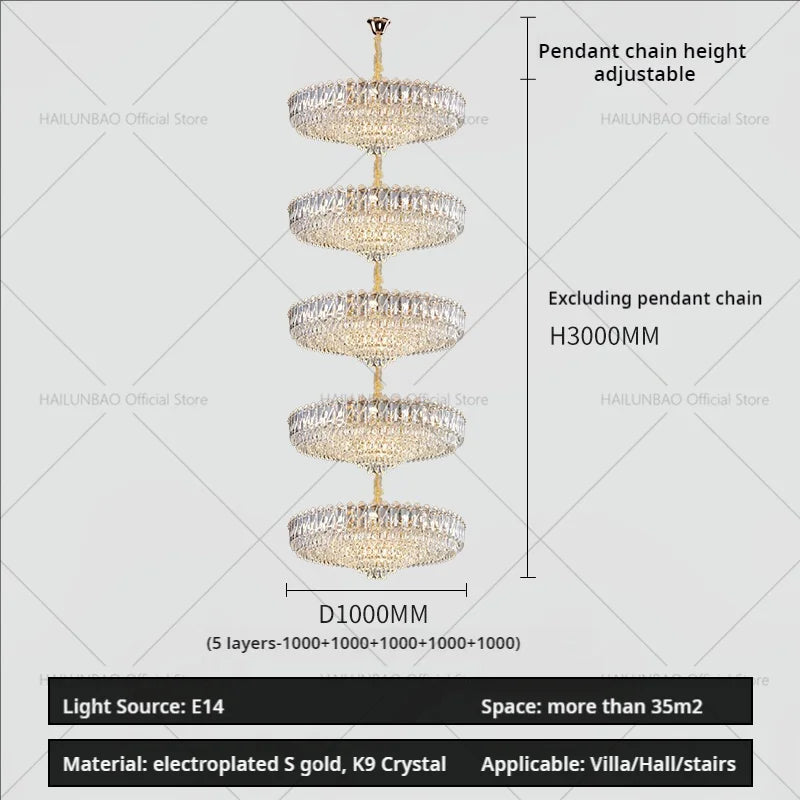DecorBites™ Crystal Duplex Chandelier: New Light Luxury Post-Modern Hall Lighting for High Living Room