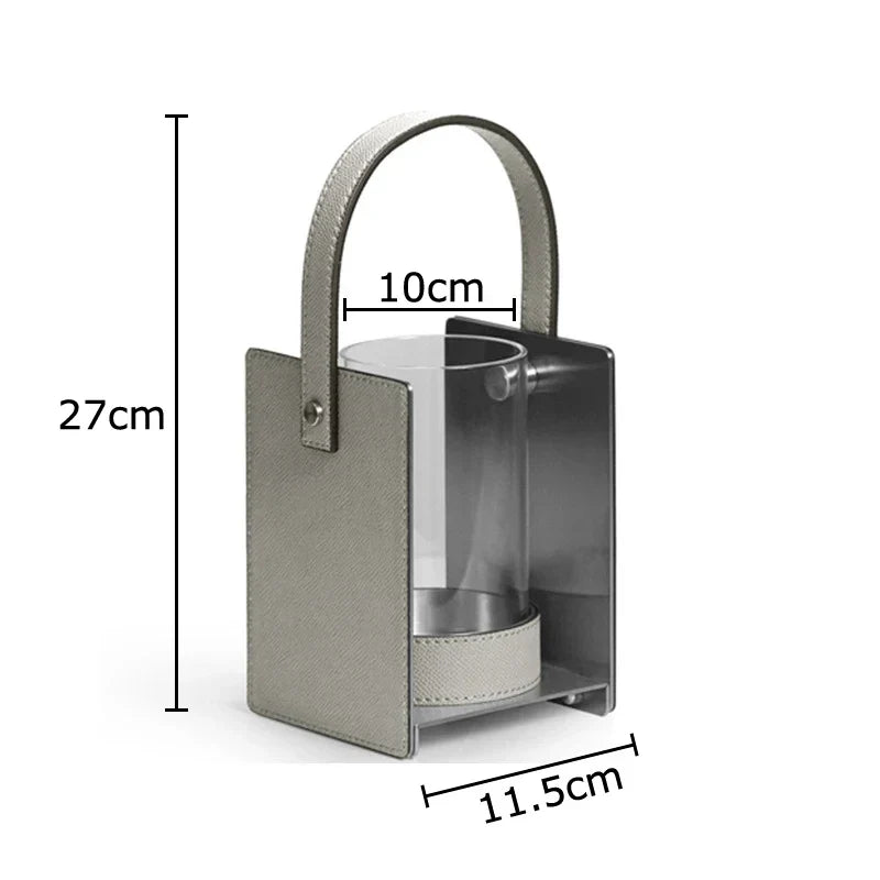 DecorBites™ Leather Glass Vase Plant Pot Artificial Flowers Floral Room Decor