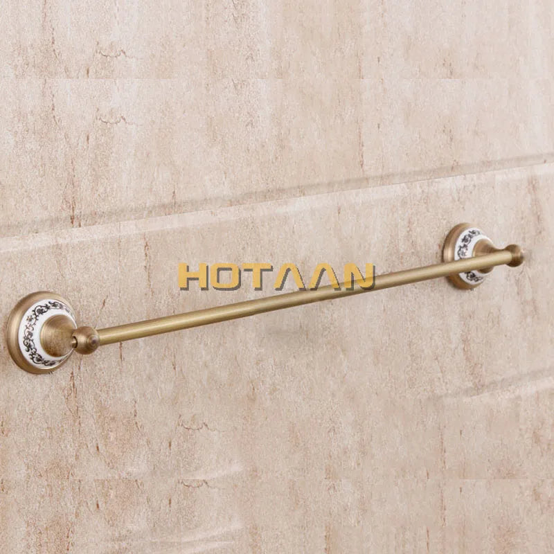 DecorBites™ Brass Bathroom Accessories Set: Robe hook, Paper Holder, Towel Bar, Soap Basket