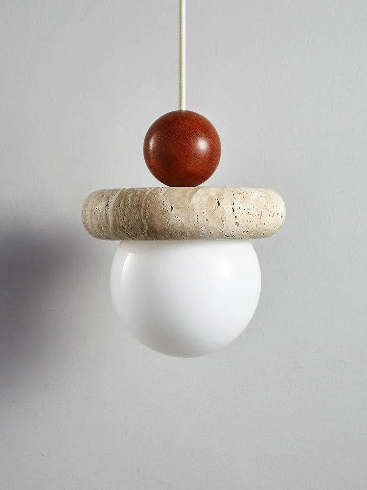 Lámpara de araña LED DecorBites™ de madera color crema piedra para dormitorio y habitación infantil