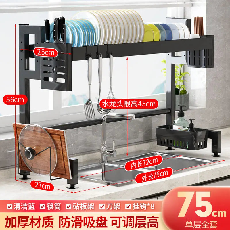 DecorBites™ Kitchen Sink Dish Drying Rack Cutlery Organizer Shelf Counter Storage