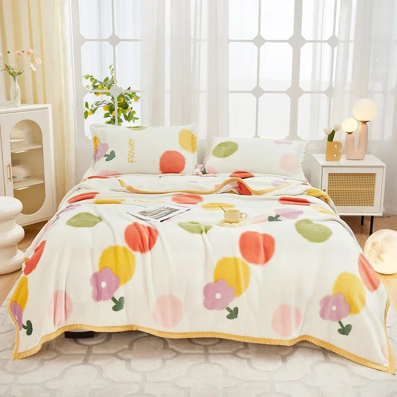 Manta de franela afelpada DecorBites™ - Funda de sofá y sábana para cama Queen doble, ideal para todas las estaciones