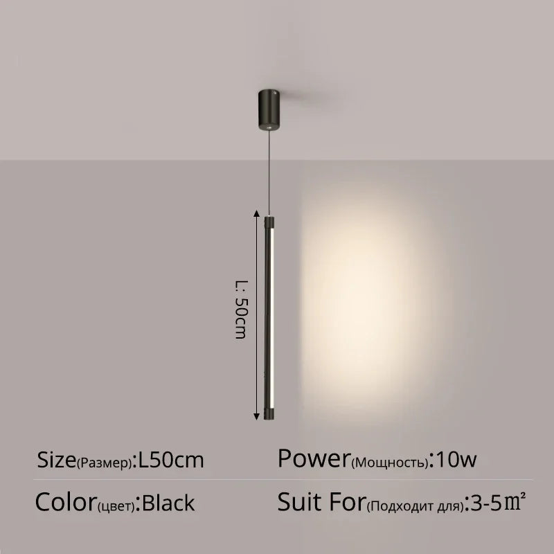 DecorBites™ Black Nordic LED Tube Pendant Light for Bedroom Restaurant Kitchen Dining Room