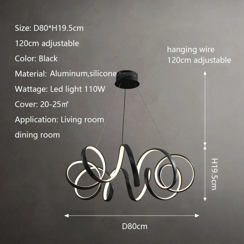 Lámpara de araña LED creativa y retorcida DecorBites™ para iluminación de sala de estar y dormitorio