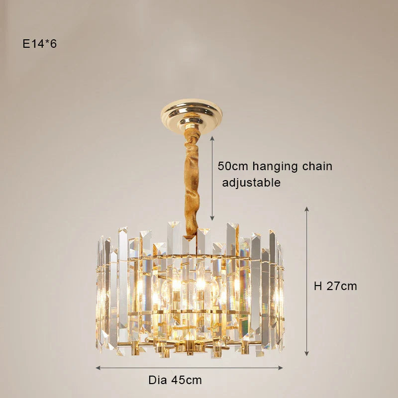 DecorBites™ Crystal Round Chandelier Gold LED Modern Lustres for Living Room
