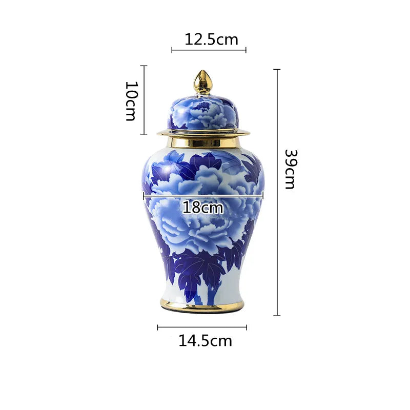 DecorBites™ Blue White Porcelain General Jar Vase Handicraft Home Decoration Ornaments