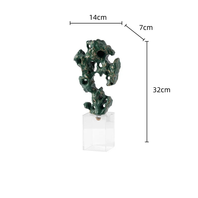 DecorBites™ Green Taihu Stone Coral Sculpture for Room Decoration