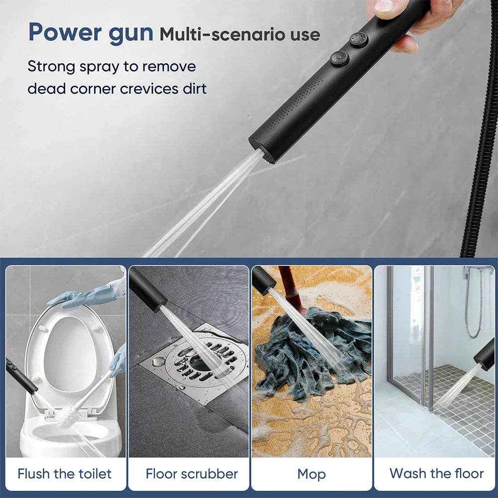 رأس دش DecorBites™ عالي الضغط مصنوع من الفولاذ المقاوم للصدأ باللون الأسود مع فوهة رش محمولة