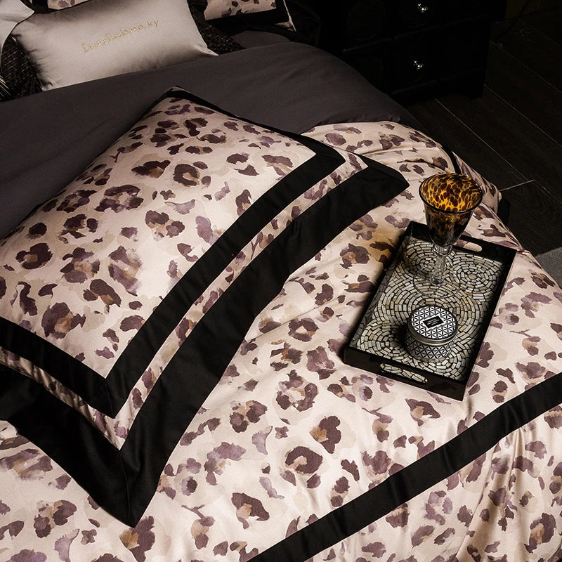 DecorBites™ Leopard Print Luxury Bedding Set Queen King Size Duvet Cover Sheet Pillowcases