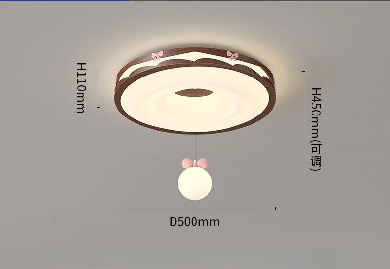 Lámpara de techo colgante redonda DecorBites™ Cream Wind Walnut para dormitorio principal, estilo retro cálido