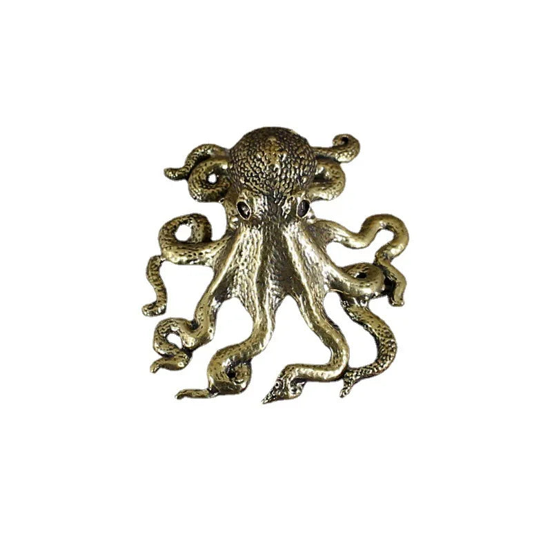DecorBites™ Brass Octopus Sculpture: Golden Metal Home Decor Figurine