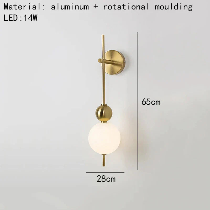 DecorBites™ LED Wall Sconce White Acrylic Ball Gold Metal Bedroom Lighting
