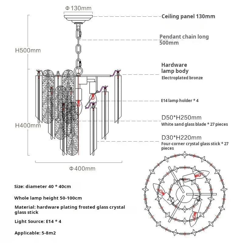 Lámpara colgante de cristal DecorBites™ para dormitorio: Iluminación de cristal de lujo de diseño para la sala de estar