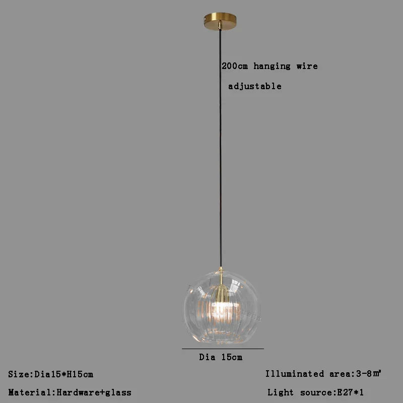DecorBites™ Clear Glass Ball Pendant Light Chandelier for Living Room Dining Room Home Decor