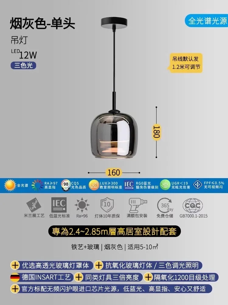 DecorBites™ Glass Pendant Lights Modern Designer LED Indoor Lighting for Bedroom Living Room