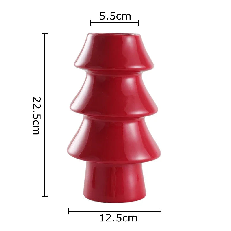 DecorBites™ Christmas Tree Ceramic Vase Xmas Decor Table Flowers Room Decor
