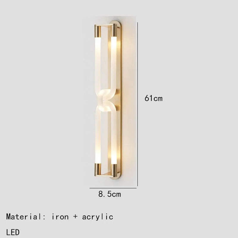 DecorBites™ LED Tube Wall Sconce Gold Black White Metal Acrylic Light Fixture