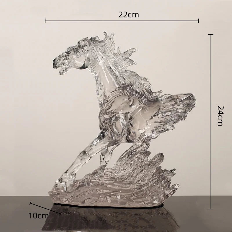 DecorBites™ Clear Horse Resin Sculpture Decorative Figurine Home Decoration
