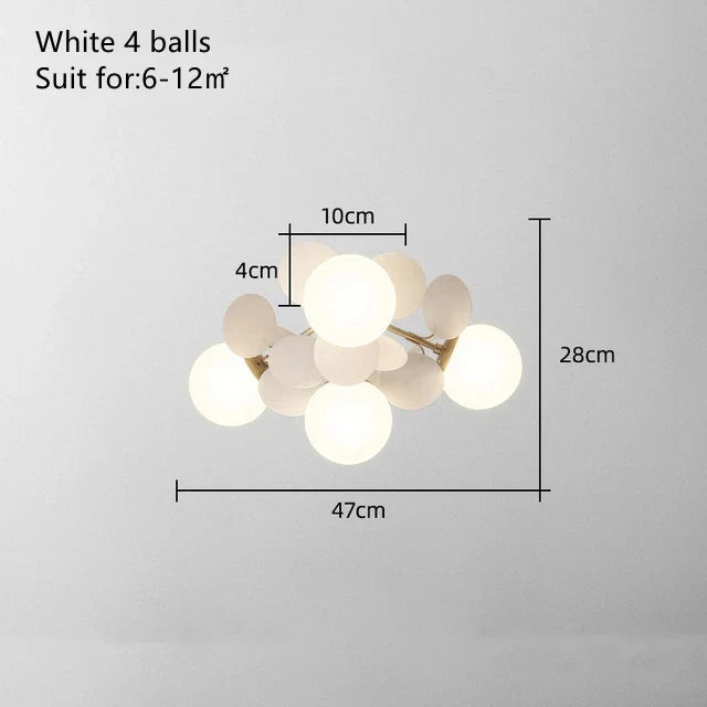 DecorBites™ Kids' Room Glass Ball Chandelier, Modern LED Ceiling Light Fixture