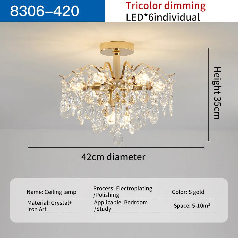 DecorBites™ Crystal Chandelier: Luxury French Retro Charm, Modern & Romantic Lighting