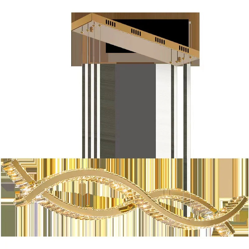 DecorBites™ Crystal Strip Chandelier: Modern Minimalist Ceiling Light for Artistic Indoor Lighting