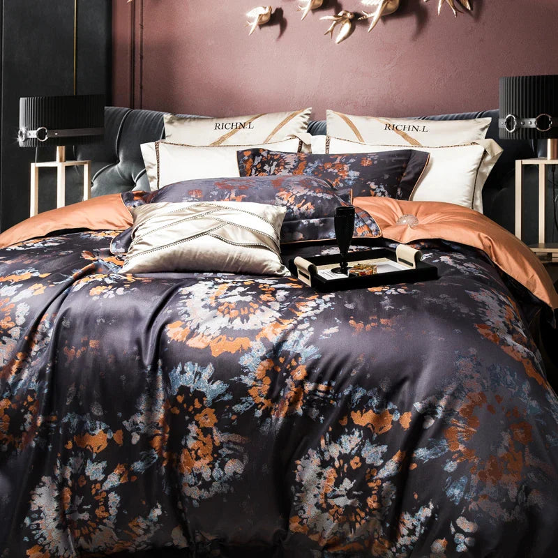 DecorBites™ 1500TC Jacquard Egyptian Cotton Bedding Set for Queen King Linens