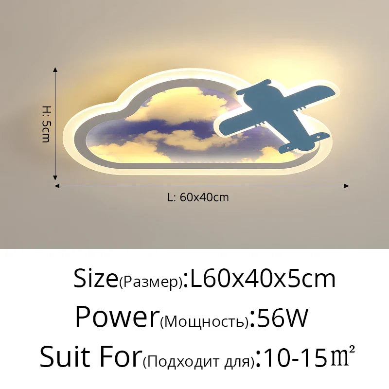 DecorBites™ Blue Sky Airplane Chandelier: Kids Study Room Decoration & Dimmable Indoor Lighting