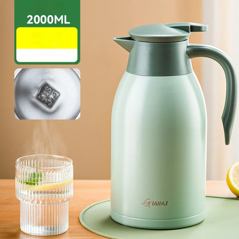 DecorBites™ Large 48-Hour Cold Bottle 2000ML Thermal Pot Hot Water Coffee Teapot
