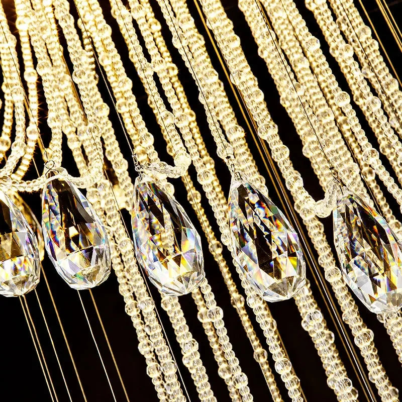 DecorBites™ Double Spiral Staircase Crystal Ceiling Chandelier for Modern Loft Decor