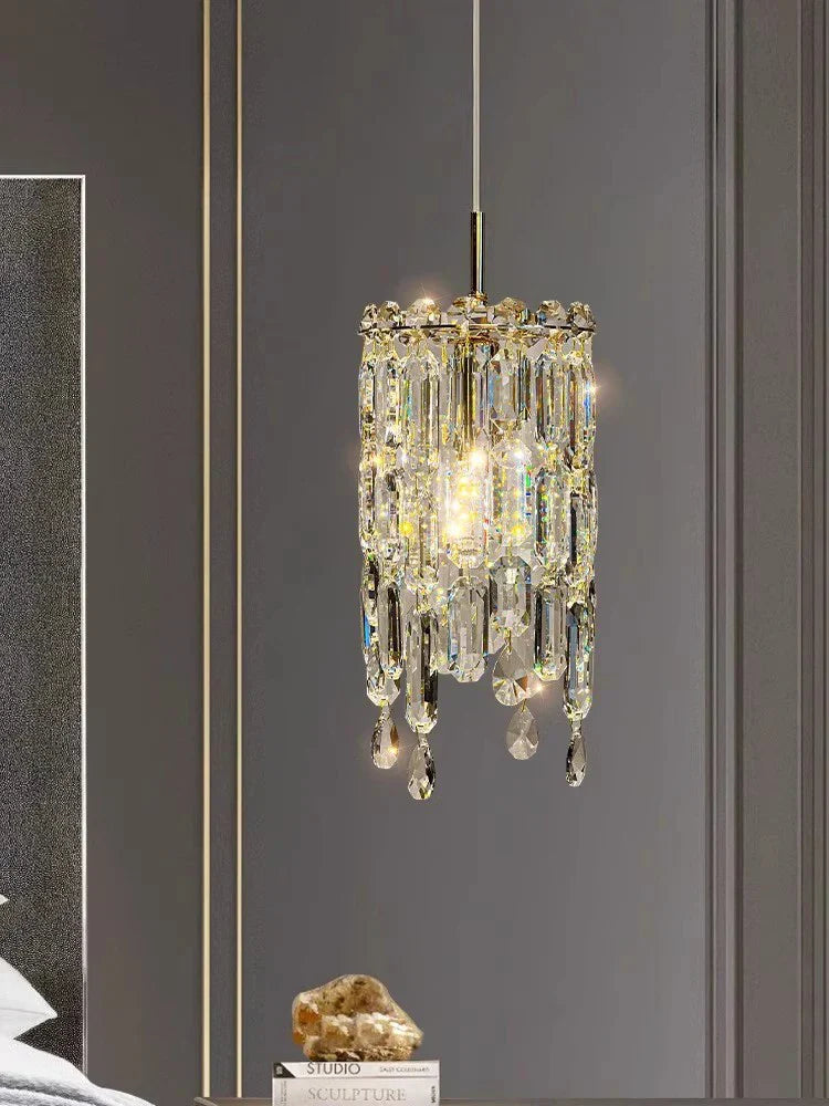 Lámpara colgante de cabecera de cristal DecorBites™ para dormitorio principal, candelabro de restaurante de alta gama