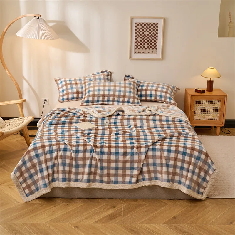 DecorBites™ Japanese Milk Velvet Blanket: Soft, Thick, and Cozy for All Seasons