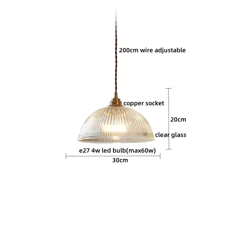DecorBites™ Japanese Style LED Pendant Lamp Copper Glass Hanging Light Fixtures
