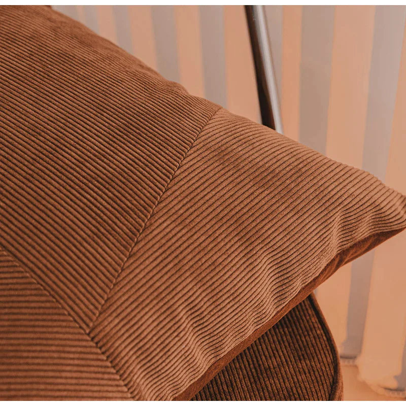 DecorBites™ Brown Corduroy Patchwork Cushion Cover 50x50cm Modern Luxury Pillow Case