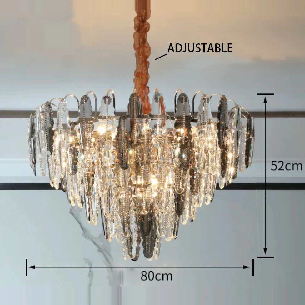 DecorBites™ LED Leaf Chandelier: Modern Living Room Decor Lighting for Duplex Rotating Stairs