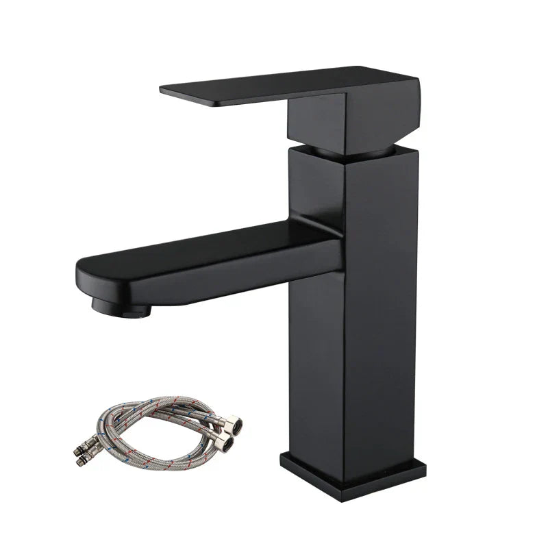 صنبور حوض أسود من DecorBites™ بمقبض واحد لخلاط الماء الساخن والبارد لحوض الحمام