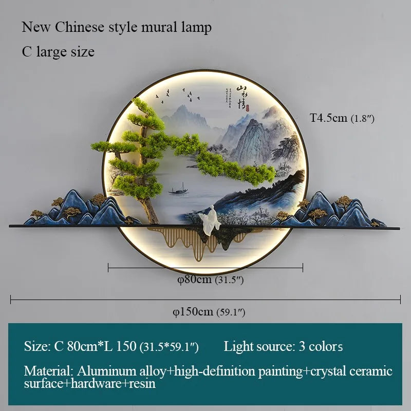 DecorBites™ Landscape LED Wall Light: Modern Chinese Mural Sconce for Home Decor