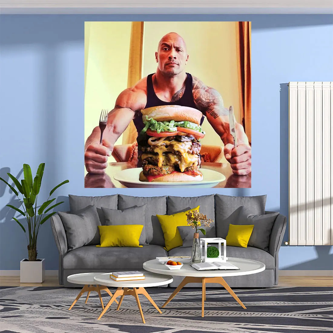 DecorBites™ Blueberry Pancakes Tapestry Wall Hanging: Funny Home & Bedroom Decor