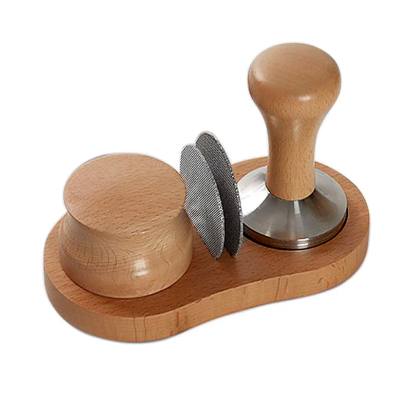 DecorBites™ Espresso Distributor Tamper with Stainless Steel Puck Screen & Tamping Station